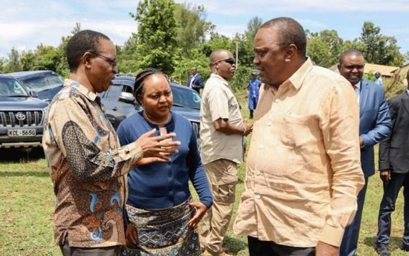 President Uhuru Kenyatta (right) with Kirinyaga Governor Anne Waiguru and Interior PS Karanja Kibicho at a past function. Photo/PD/FILE