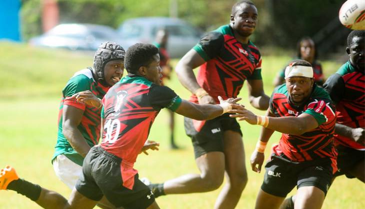 The Kenya Simbas taking part in a training match at the RFUEA Grounds in Nairobi.
Photo/PD/ALEX NJUE