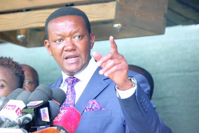Machakos Governor Alfred Mutua speaks during a press conference in which he announced that he had joined Kenya Kwanza. PHOTO/NJENGA KUNGU