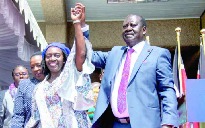 Azimio presidential candidate Raila Odinga and his deputy Martha Karua