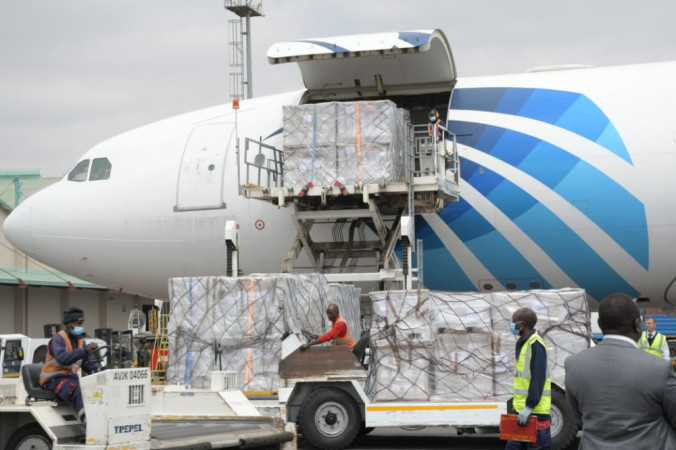 Plane carrying Presidential ballot papers lands at the JKIA on Wednesday, July 27, 2022. PHOTO/IEBC/Twitter