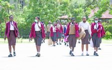 Buru Buru Girls High School students leave the school compound during a past midterm break . PHOTO/Courtesy