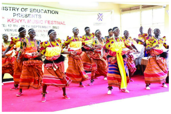 Migingo Girls enjoy a Baganda dance during the music festivals at Kisumu Girls High School. PD/viola Kosome