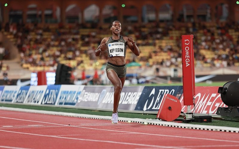 Kenyan star and 1500m world record holder Faith Kipyegon in a previous action. PHOTO/Diamond League.
