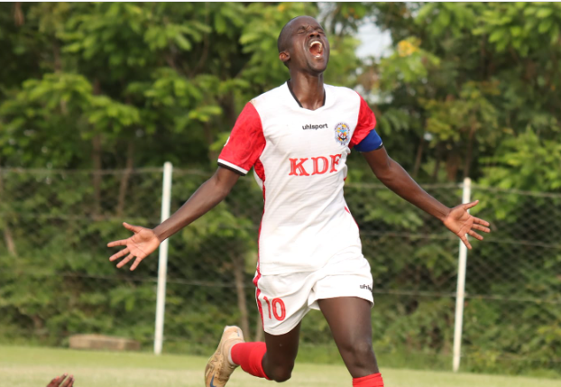 Boniface Muchiri of Ulinzi Stars celebrate a goal against Talanta. PHOTO/Ulinzi Stars/Facebook