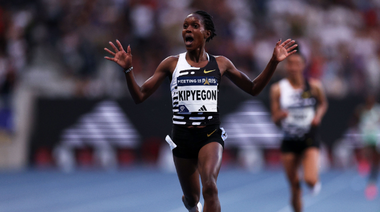 Faith Kipyegon wins the 5000m at the Diamond League meeting in Paris. PHOTO/Getty Images