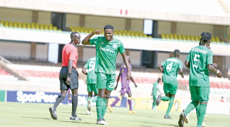 Gor Mahia’s Benson Omalla reacts after scoring in a past league match. PHOTO/Rodgers Ndegwa