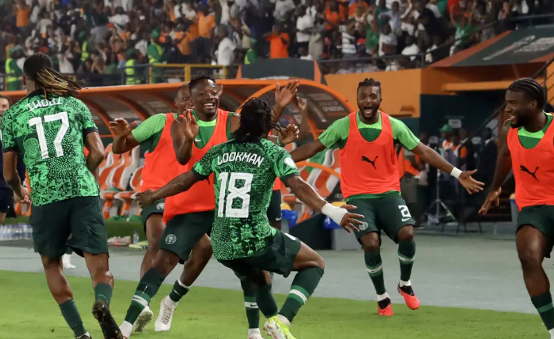 Nigeria celebrate after winning AFCON match against Cameroon. PHOTO/CAFOnline