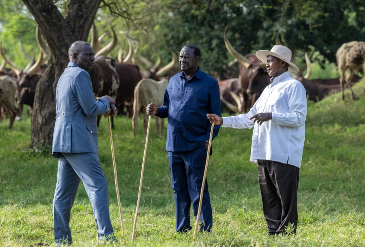 President William Ruto with Raila Odinga and Uganda President Yoweri Museveni
