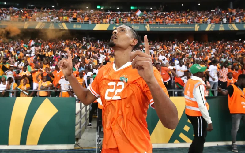 Ivory Coast's Sebastian Haller celebrates an AFCON goal. PHOTO/CAFOnline
