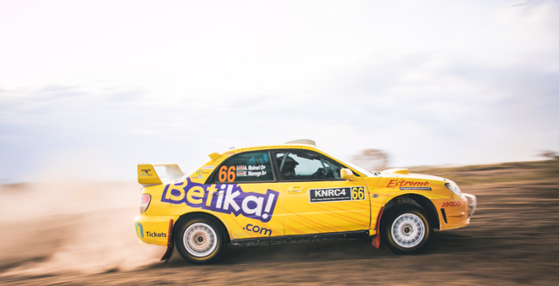 Car driven by Andrew Muiruri paces on in the 2021 Safari Rally. PHOTO/Betika