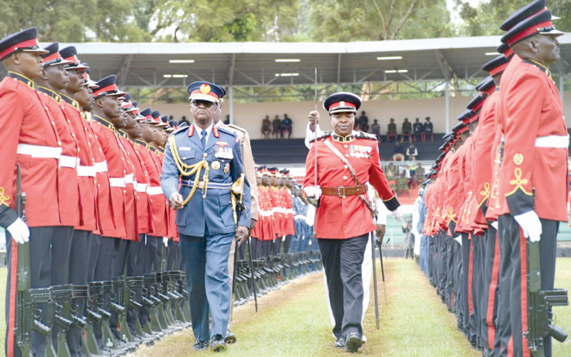 General Francis Ogolla when he presided over the final parade rehearsals for Madaraka Day celebrations held in Embu on May 31, 2023. PHOTO/Print