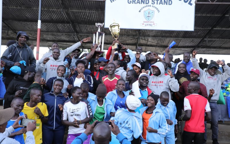 The Western team celebrates their win during the just-ended National Secondary School Games (KSSSA) at the Machakos High School Ground. PHOTO/Phillip Kamakya